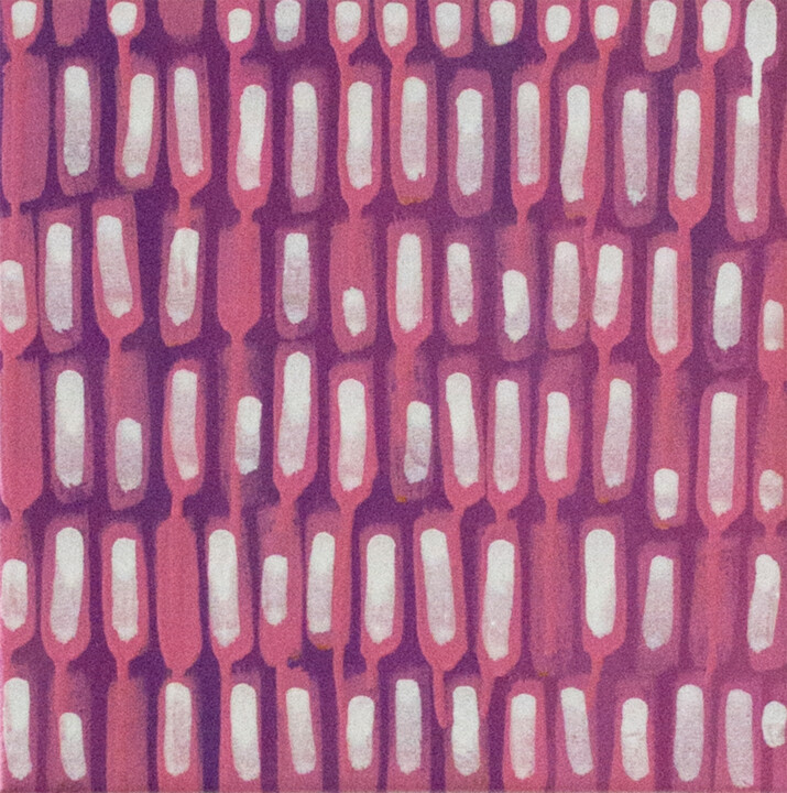 Painting titled "Violet Mosaic no.3" by Petr Johan Marek, Original Artwork, Oil Mounted on Wood Stretcher frame