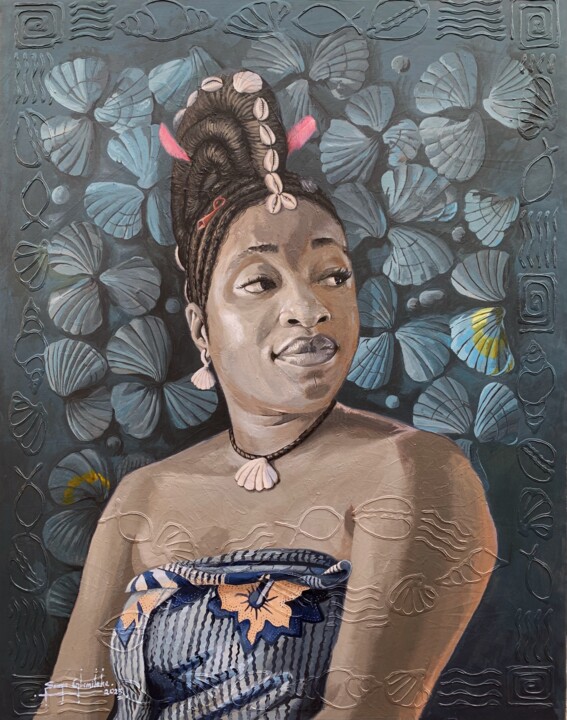 Painting titled "Omitutu" by Sanya Gbemileke, Original Artwork, Acrylic Mounted on Wood Stretcher frame