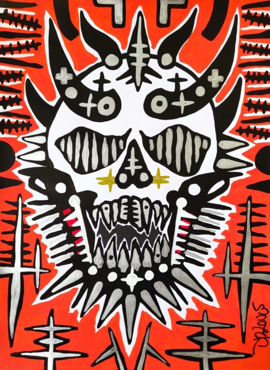 Heavy metal skull 绘画, 15.8x11.8 in