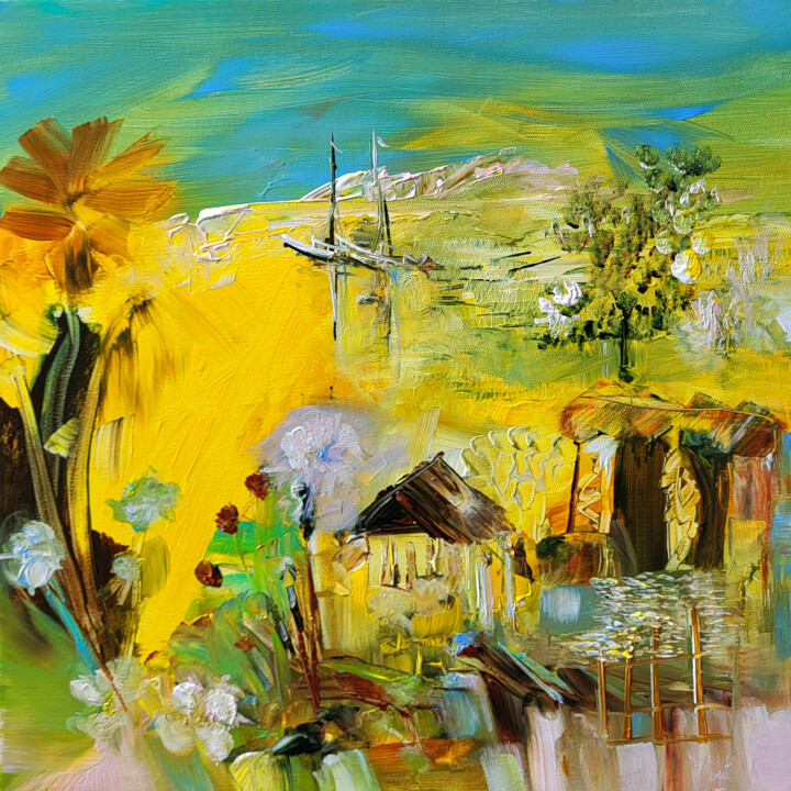 La case aux totems 绘画, 15.8x15.8 in