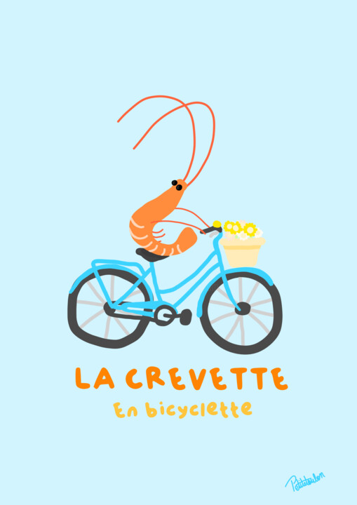 La crevette en bicyclette 数字艺术