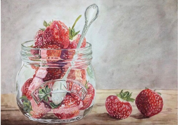 Клубника 绘画, 11.8x15.8 in