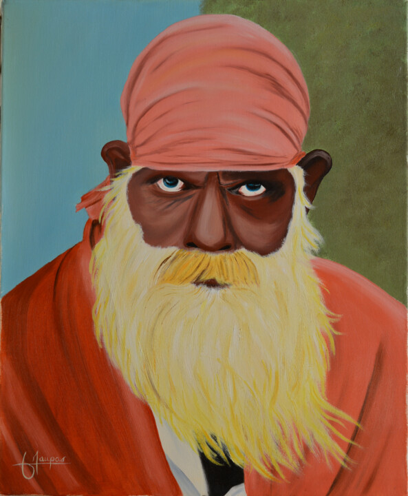 Vieil indou 绘画, 18.1x15 in