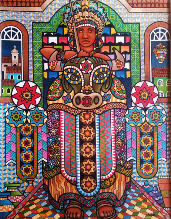 Índia Boi Bumbá 绘画, 31.5x23.6 in