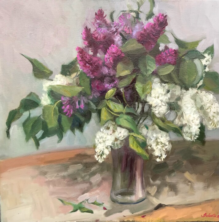 Painting titled "Lilac" by Jolanta Limonada, Original Artwork, Oil