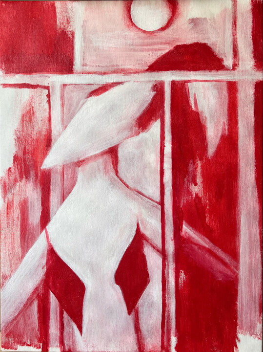Painting titled "Mending" by Julia Ponz, Original Artwork, Acrylic Mounted on Other rigid panel