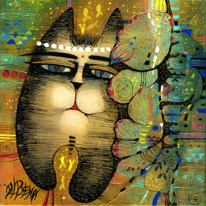 Painting titled "I am a flower" by Albena Vatcheva, Original Artwork, Oil Mounted on Wood Stretcher frame