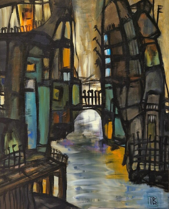 La fête se déroule à l'horizon Schilderij, 19,7x15,8 in