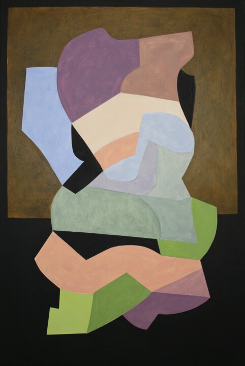 Painting titled "Cubism" by Naoko Paluszak, Original Artwork, Acrylic Mounted on Wood Stretcher frame