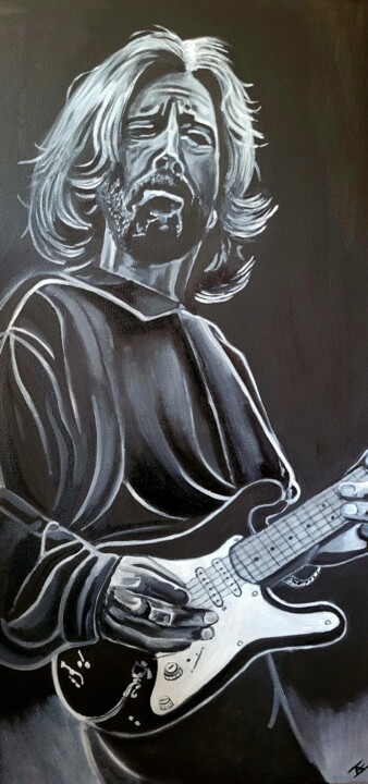 绘画 标题为“Eric Clapton” 由Jan-Albert Ernsten, 原创艺术品, 油 安装在木质担架架上