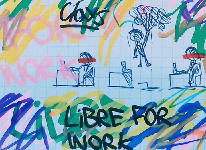 图画 标题为“Libre for Work” 由Clays, 原创艺术品, 中性笔