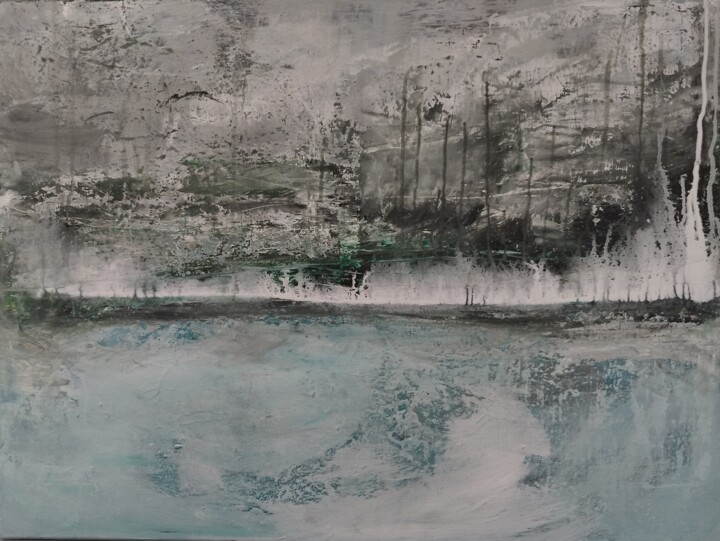 Malerei mit dem Titel "Gefrorener See" von Vinja Bergmann, Original-Kunstwerk, Acryl