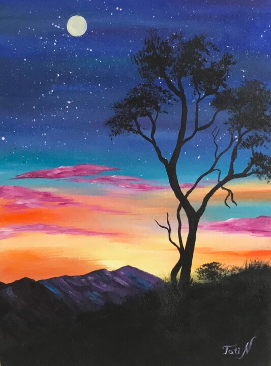 Painting titled "Starscape, Africa s…" by Tatiana Nepomniashchikh, Original Artwork, Acrylic