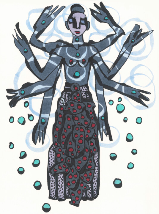 Drawing titled "Dancing in Eternity" by Sofi Ginger, Original Artwork, Marker