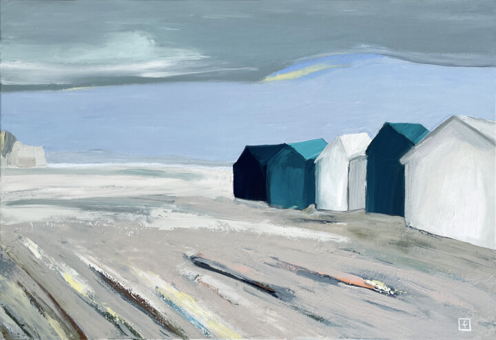 Plage de Dieppe 绘画, 27.6x39.4 in