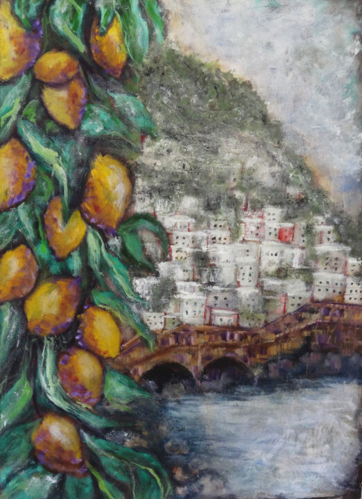 Pintura intitulada "Lemon Tree by the S…" por Indrani Ghosh, Obras de arte originais, Óleo