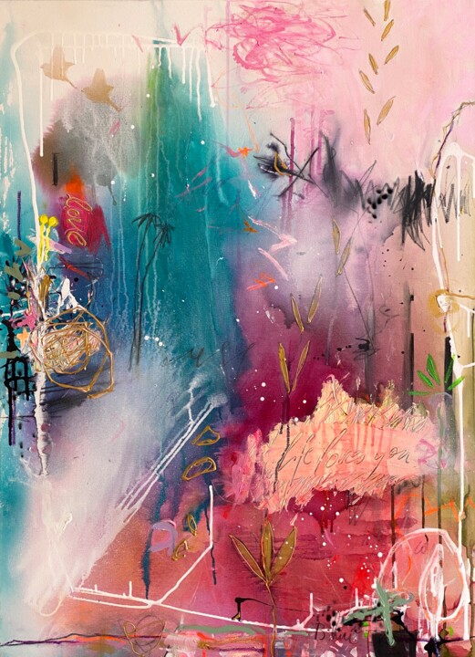 Painting titled "Life Loves You no.24" by Beate Garding Schubert, Original Artwork, Acrylic Mounted on Wood Stretcher frame