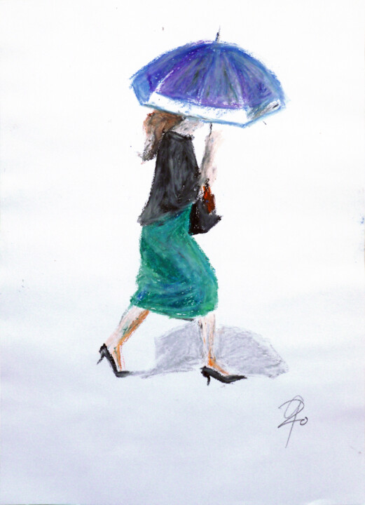 Dame mit Sonnenschirm. Disegno, 16,1x11,6 in