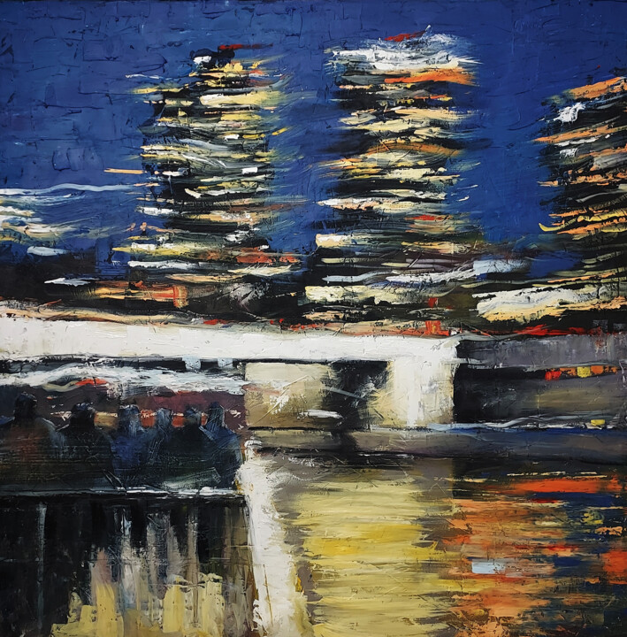 Painting titled "First time in Paris" by Eugis Eidukaitis, Original Artwork, Oil