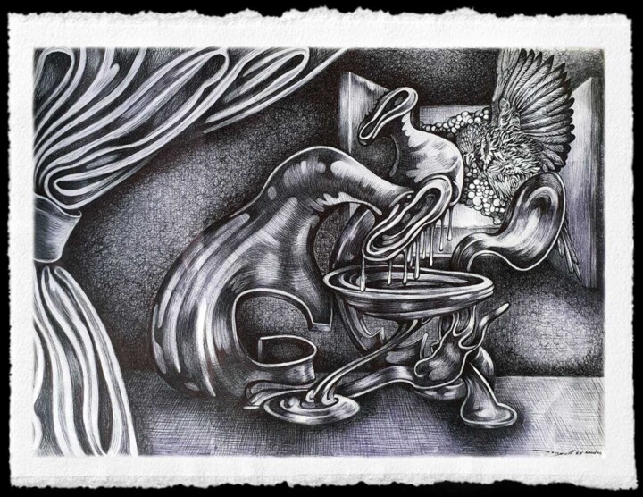 "Still-Life with bird". Schilderij, 44,1x30,3 in