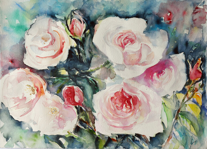 Painting titled "Szepty Światła" by Ana Smarz, Original Artwork, Watercolor