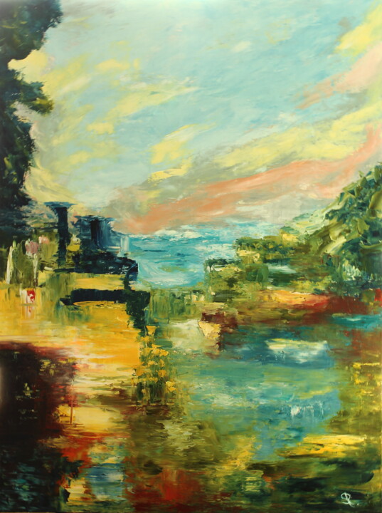 Painting titled "COURIAN PASTORAL" by Serge Ra, Original Artwork, Oil