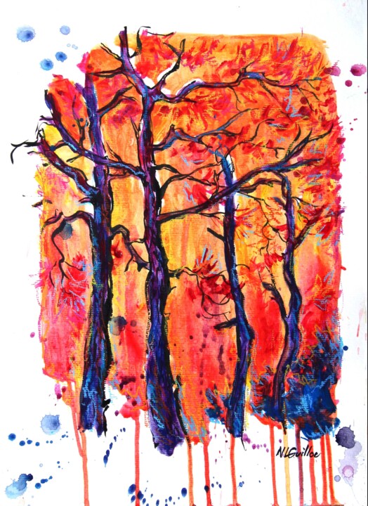 Pins rouges 绘画, 15.8x11.6 in