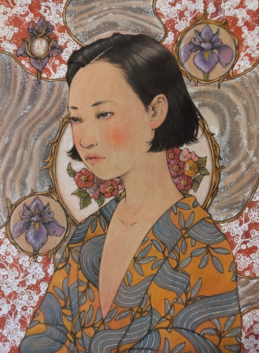 绘画 标题为“菖蒲(あやめ)” 由よしおてつ, 原创艺术品, 丙烯