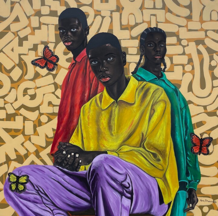 Painting titled "When Silent Strike" by Oluwafemi Akanmu, Original Artwork, Acrylic