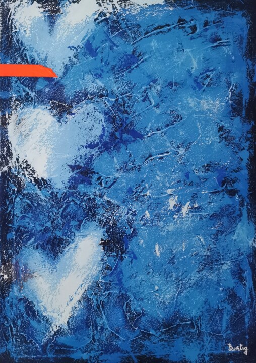 Painting titled "Heart (sunset)" by Pier Bertig, Original Artwork, Acrylic Mounted on Wood Stretcher frame