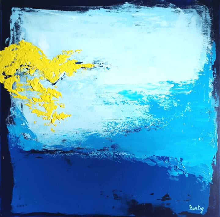 Painting titled "Heart (sunrise)" by Pier Bertig, Original Artwork, Acrylic Mounted on Wood Stretcher frame