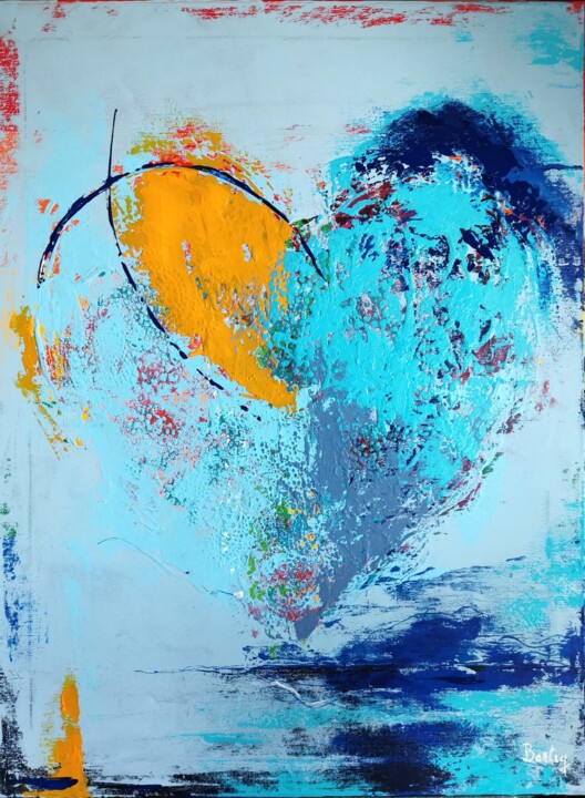 Heart (summer rain) Painting, 31.5x23.6 in