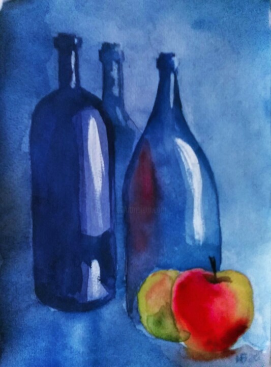 Синий натюрморт 绘画, 13x9.8 in