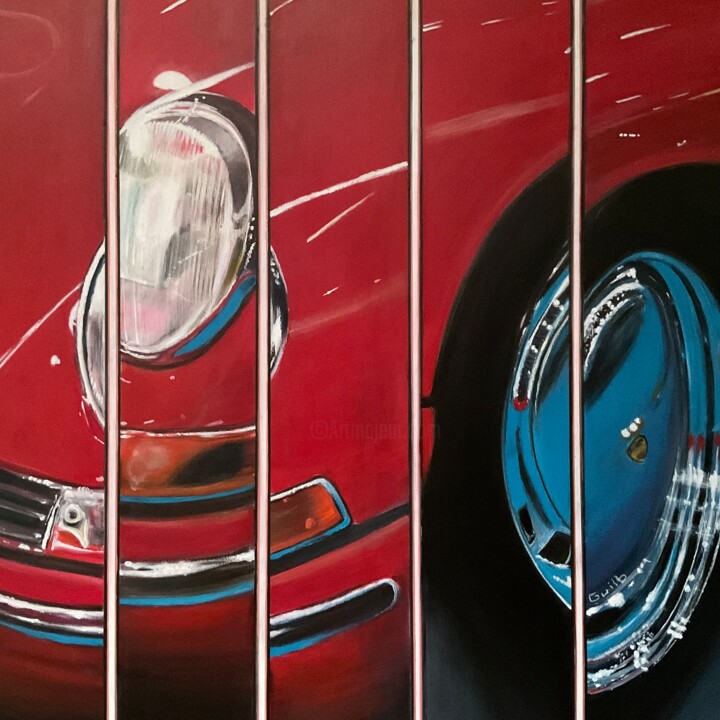 Porsche 911 phare capot 绘画, 19.7x19.7 in