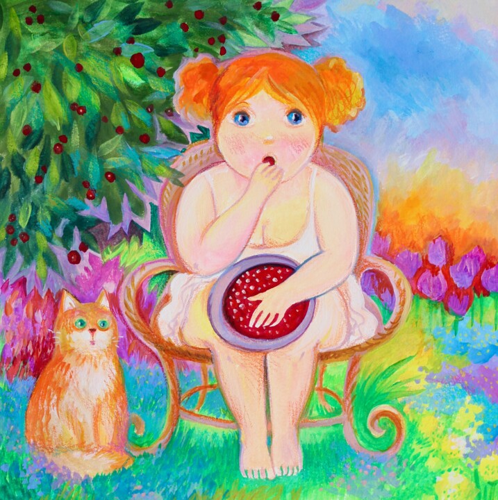 Cerise Painting, 10.2x10.2 in