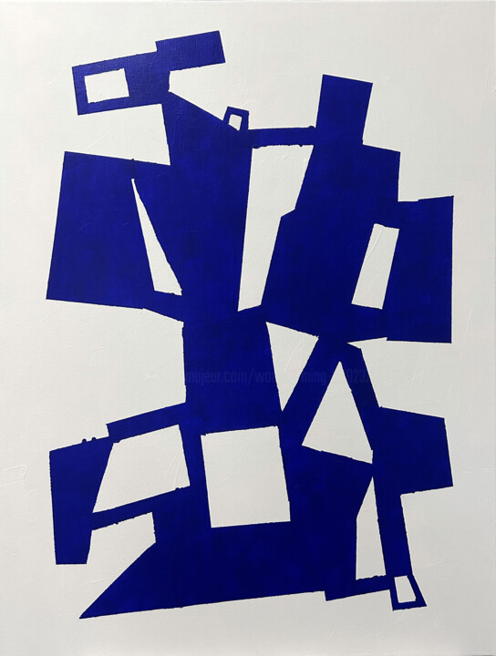 Painting titled "Blue Bond" by Hou Soon Ming, Original Artwork, Acrylic