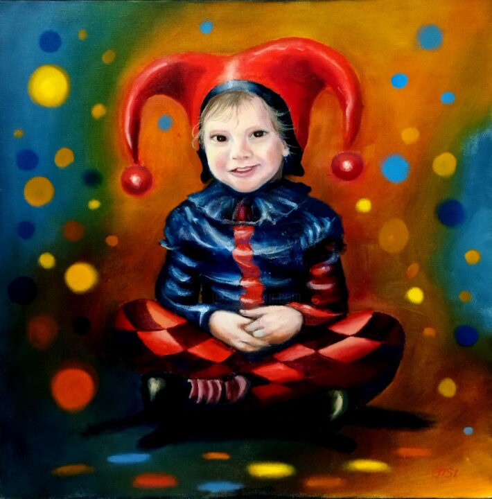 The little harlequin. A magical world. Holiday 绘画, 23.6x23.6 in