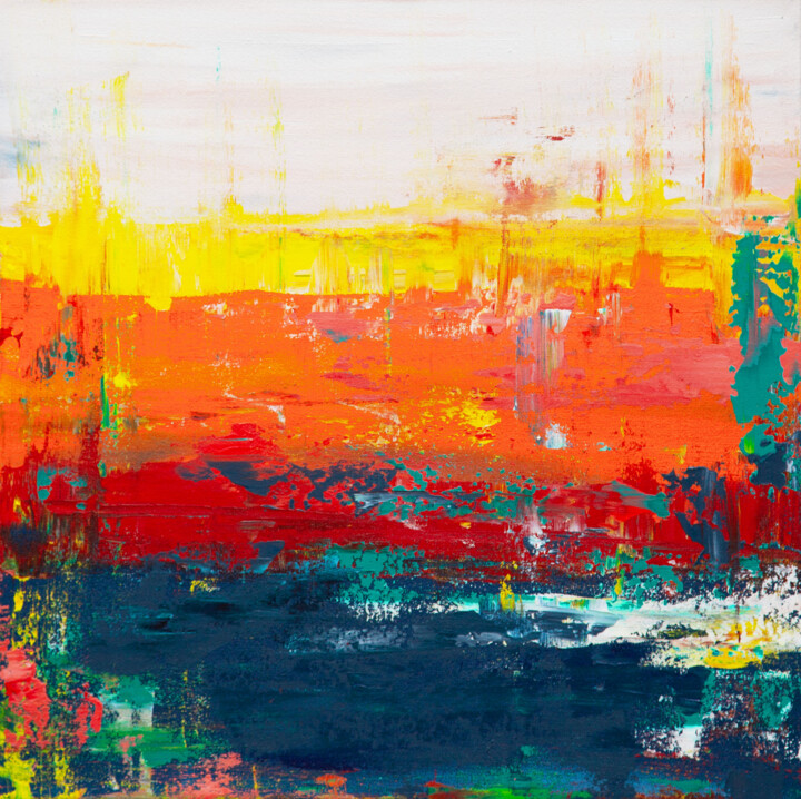 "Citrus Skies" başlıklı Tablo Hilary Winfield tarafından, Orijinal sanat, Akrilik Ahşap Sedye çerçevesi üzerine monte edilmiş