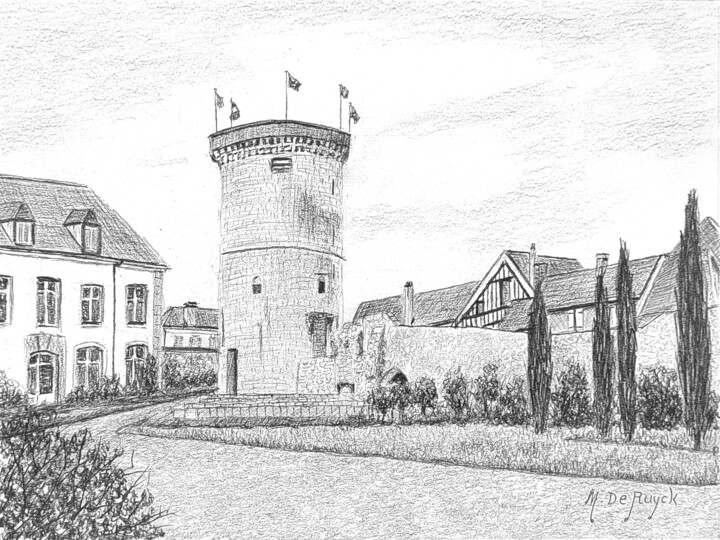 Tour des archives à Vernon 图画, 7.1x9.5 in