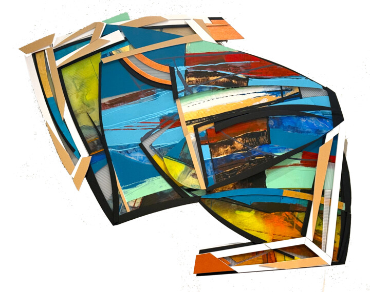 Collages titled "A 2025 001 De la se…" by Omar Piñol, Original Artwork, Collages Mounted on Other rigid panel