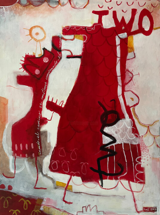 Painting titled "Two" by David García Rincón, Original Artwork, Acrylic Mounted on Wood Stretcher frame