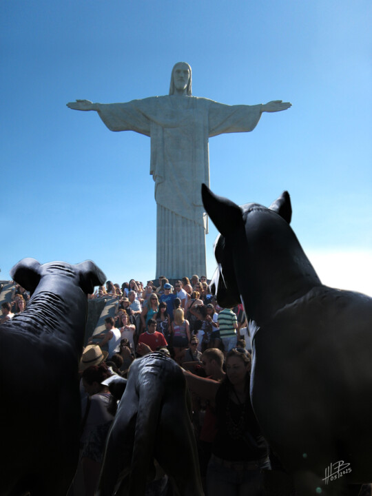 Digital Arts titled "Chiens noirs" by Hugues Elbe, Original Artwork, Photo Montage