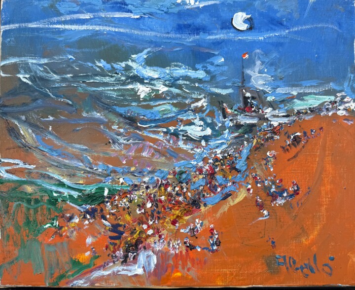 Playa de Sitges 绘画, 13x16.1 in