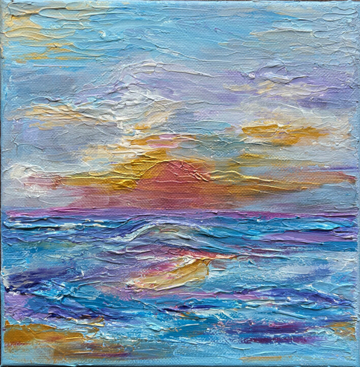 绘画 标题为“Dreamy Ocean Sunset…” 由Alfina Lumy, 原创艺术品, 丙烯
