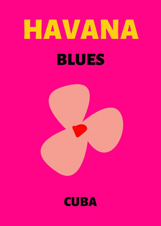 Arts numériques intitulée "Havana Blues - Cuba…" par Chun Yu Guan, Œuvre d'art originale, Image générée par l'IA Monté sur C…
