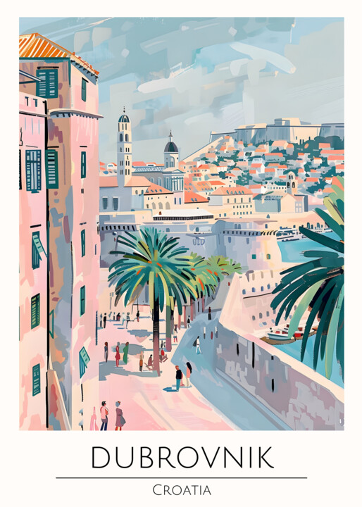 "Dubrovnik Coastal C…" başlıklı Dijital Sanat 春宇 关 tarafından, Orijinal sanat, AI tarafından oluşturulan görüntü Karton üzer…