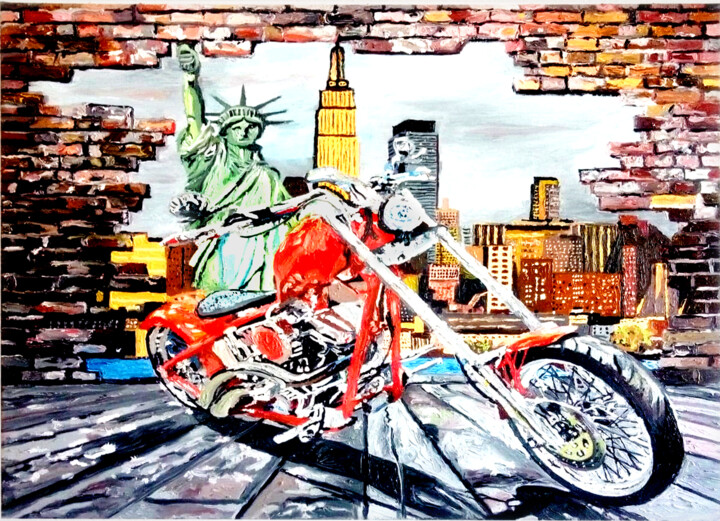 "The Tribunes Harley Davidson Spider" Pittura, 31,5x39,4 in