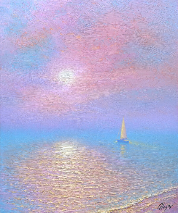 绘画 标题为“Sea 044” 由Dmitry Oleyn, 原创艺术品, 油 安装在木质担架架上