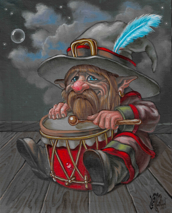 Little Master of the Big Drum Рисунок, 9,8x7,9 in