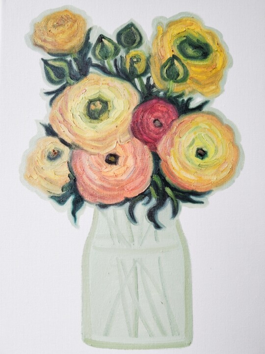 Yangman Peony 绘画, 15.8x11.8 in
